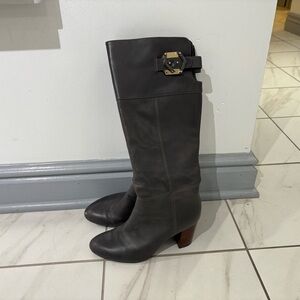 Elegant Black Leather Knee-High Boots